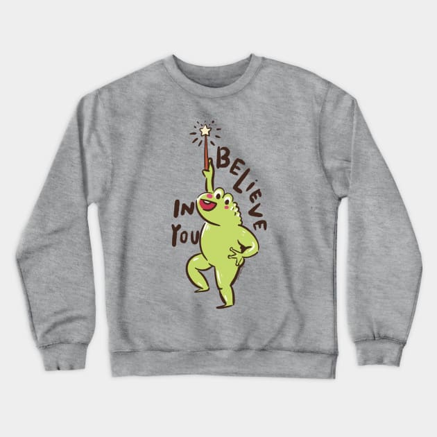 Cute Loveland Frogman Positive Affirmation I Believe In You Ohio Cryptid Creature Crewneck Sweatshirt by gusniac